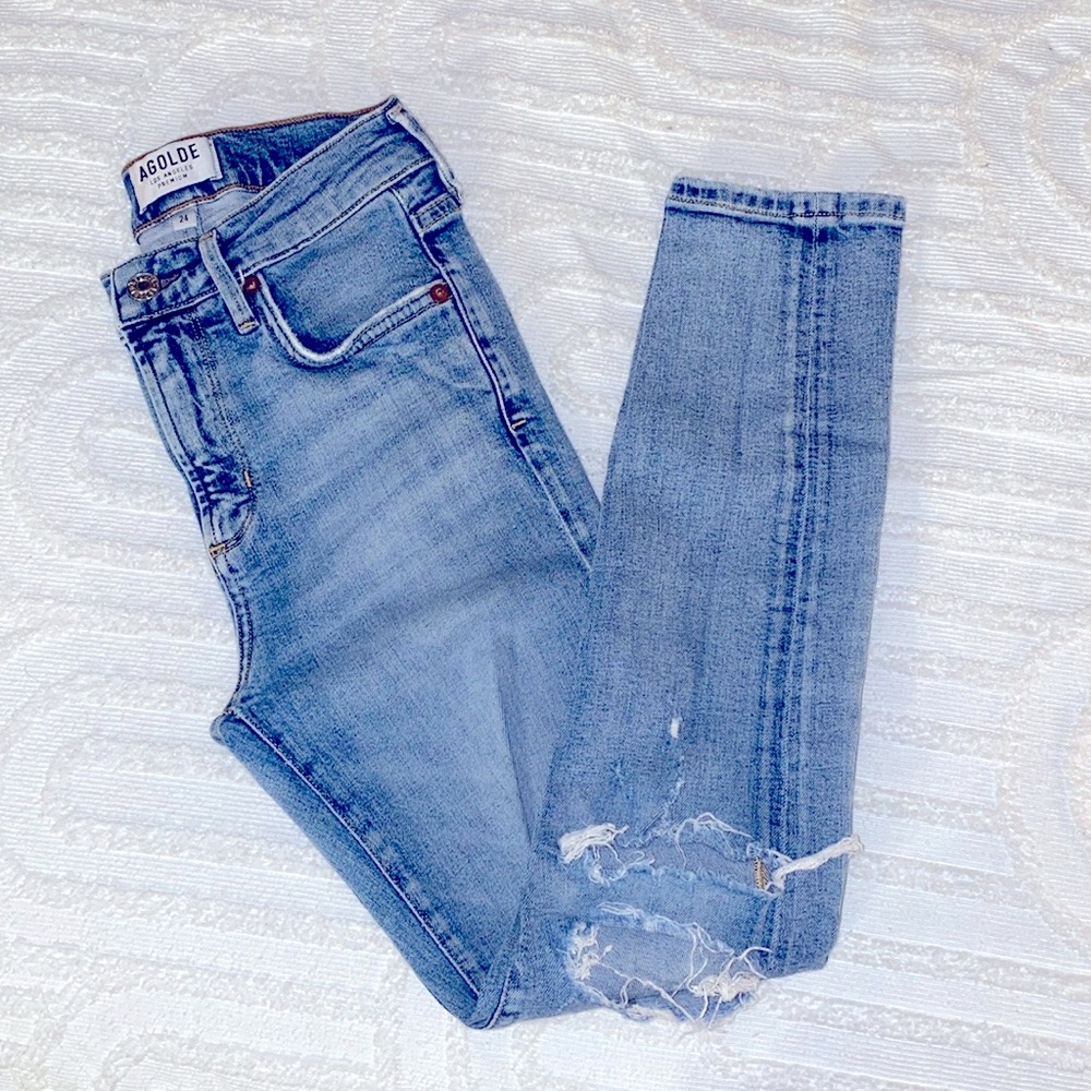 AGOLDE High Rise Crop Skinny Jeans